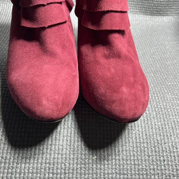 Kelsi Dagger Dorothy Booties Womens Size 8.5 Pink‎ Suede Leather Ruffle Stiletto - Picture 3 of 9